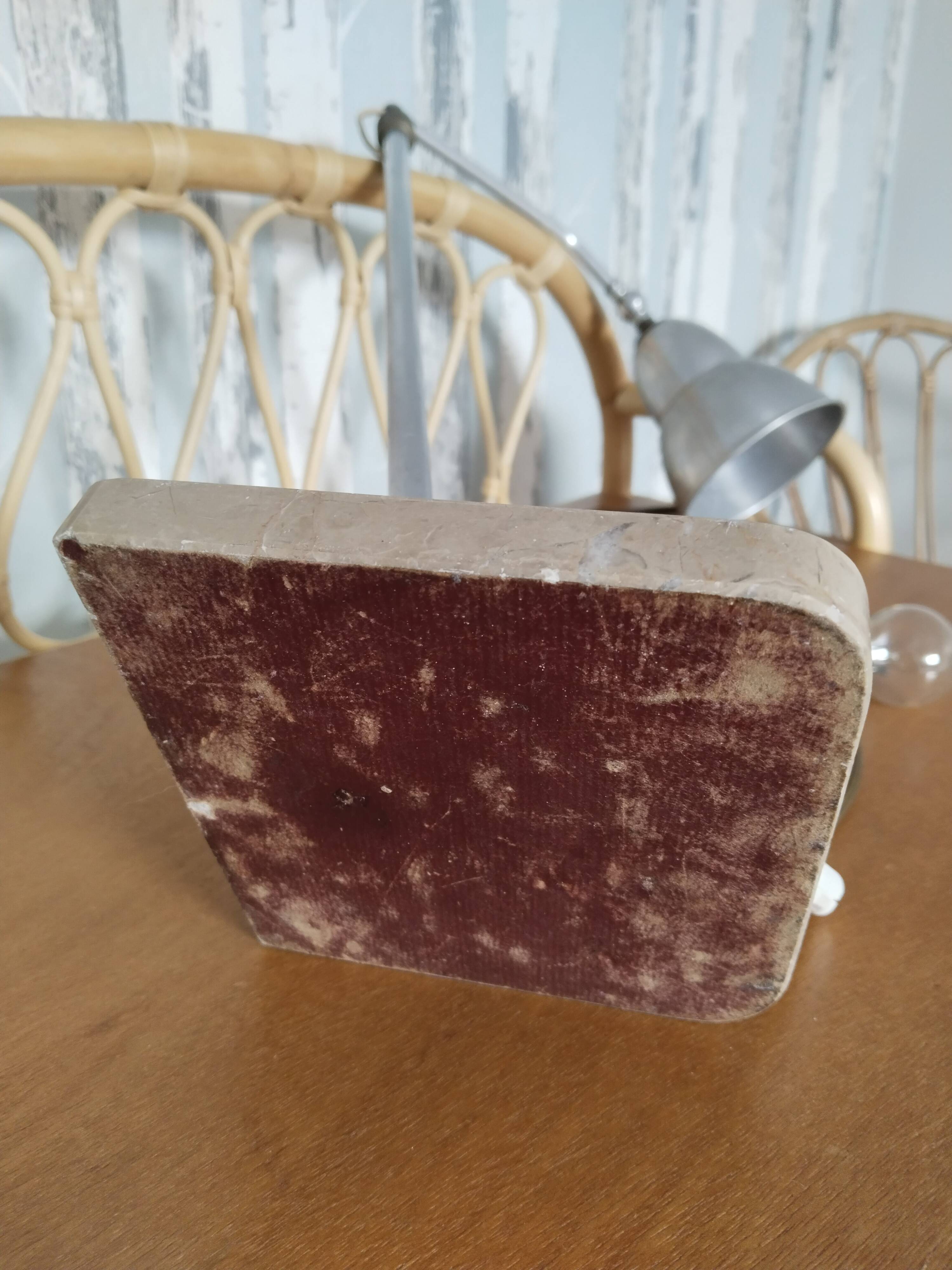 Articulated desk lamp, in aluminum and marble