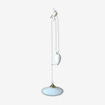 French hanging luster "up and down" in opaline and porcelain