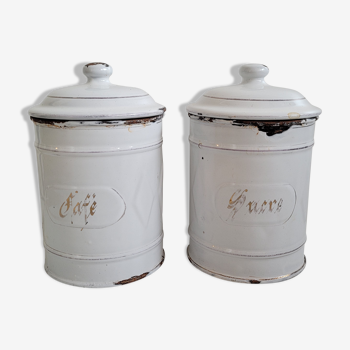 Duo pots kitchen enamelled sugar coffee