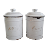 Duo pots kitchen enamelled sugar coffee