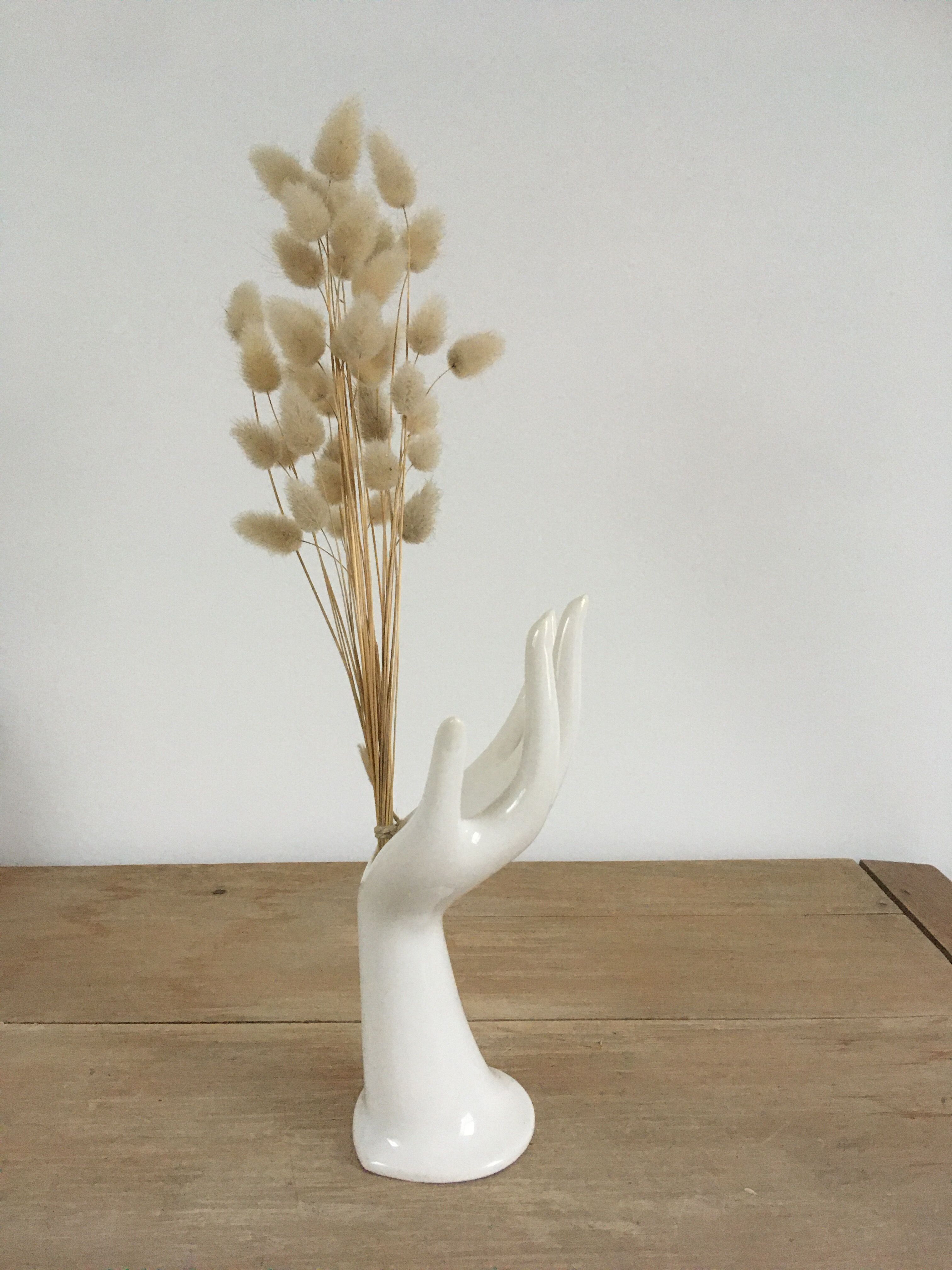 Vase soliflore hand white ring