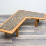 Boomerang coffee table, fossil marble, 70s