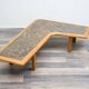 Boomerang coffee table, fossil marble, 70s