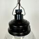 Industrial bakelite pendant light with ribbed glass, 1970s