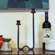 Brutalist wrought iron candle holder beaten