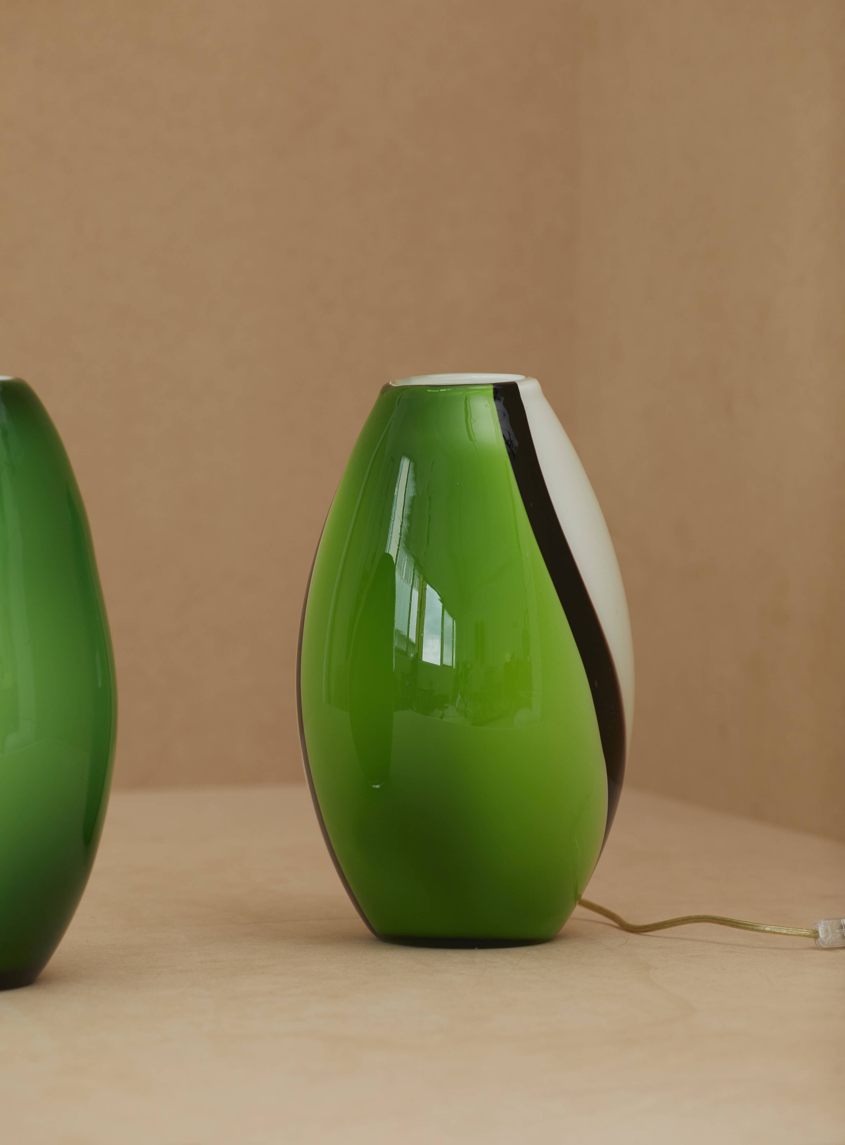 2 large Eglo Empori model lamps in vintage Murano glass Circa 1990