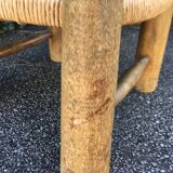 Low wooden chair and straw 50s