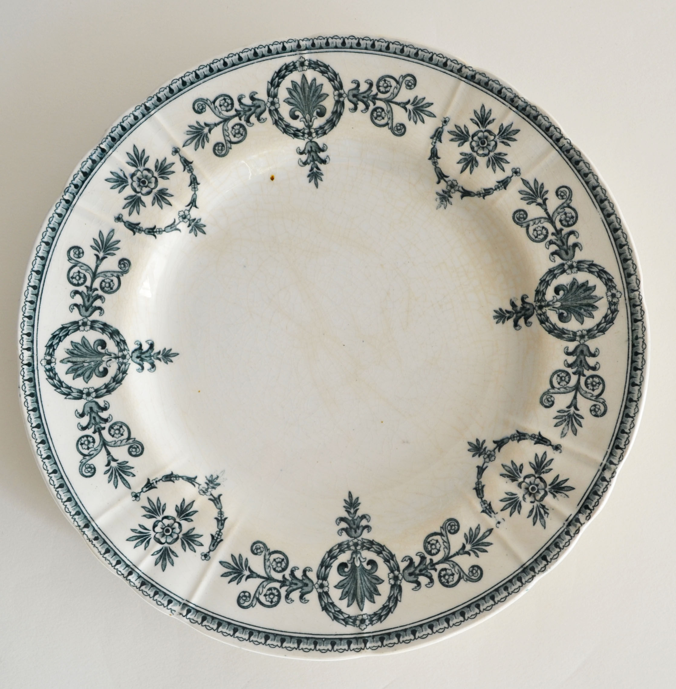 Two flat plates iron earth opaque porcelain by Gien Malmaison