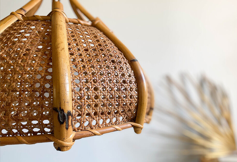 Rattan & caning hanging lamp