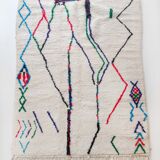 Moroccan Berber carpet azilal ecru with colorful patterns 232x162cm