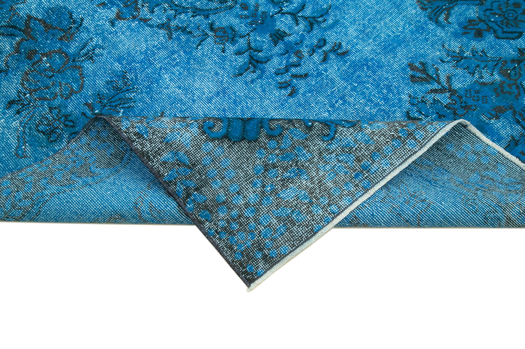 Hand-knotted contemporary oriental 1980s 171 cm x 303 cm blue carpet