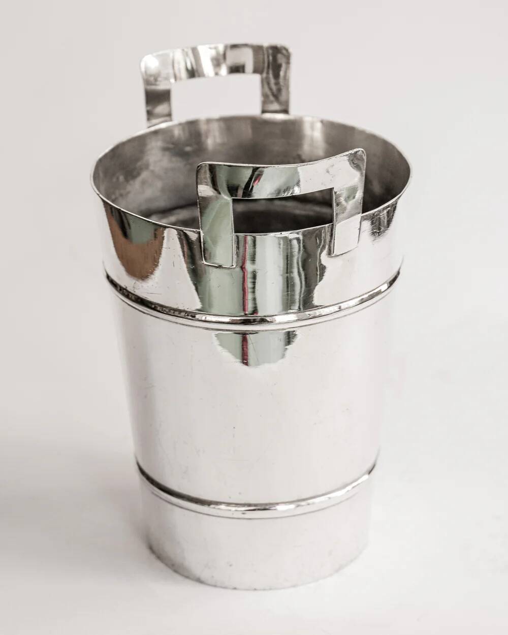 Mid-century modern silver plated champagne cooler and ice bucket