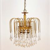 Murano glass & brass teardrop waterfall chandelier, italy, 1970s