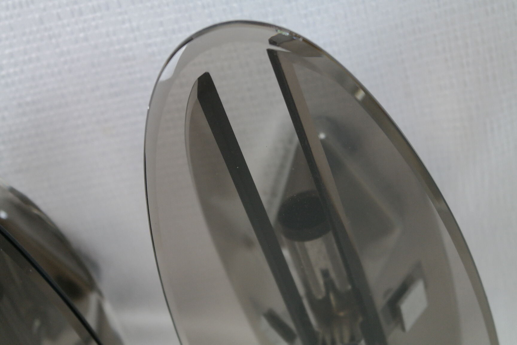 Pair of smoked glass and vintage chrome wall lamps