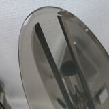 Pair of smoked glass and vintage chrome wall lamps