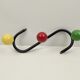 Vintage metal hook and 3 tricolor wooden hooks 40.5 cm