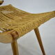 Pair of beech straw stools, 1960s, Czechoslovakia
