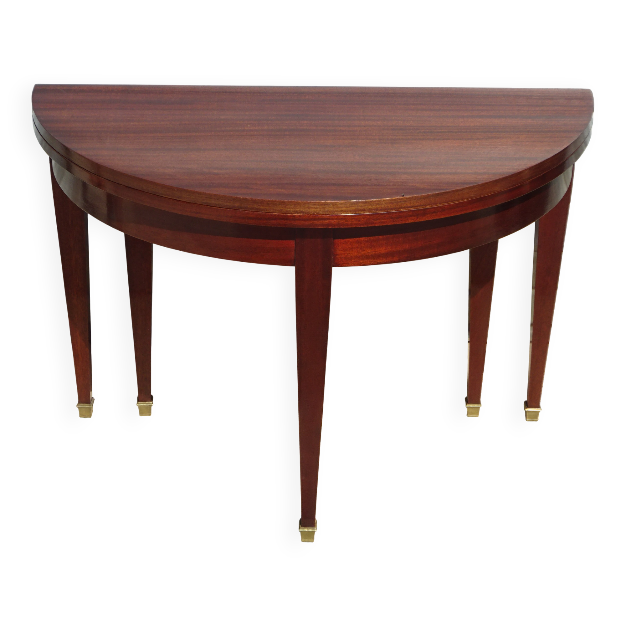 Half-moon console table, extendable in Empire style.