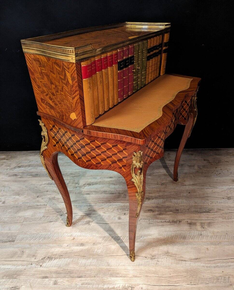 Louis XV Style Marquetry Stepped Desk
