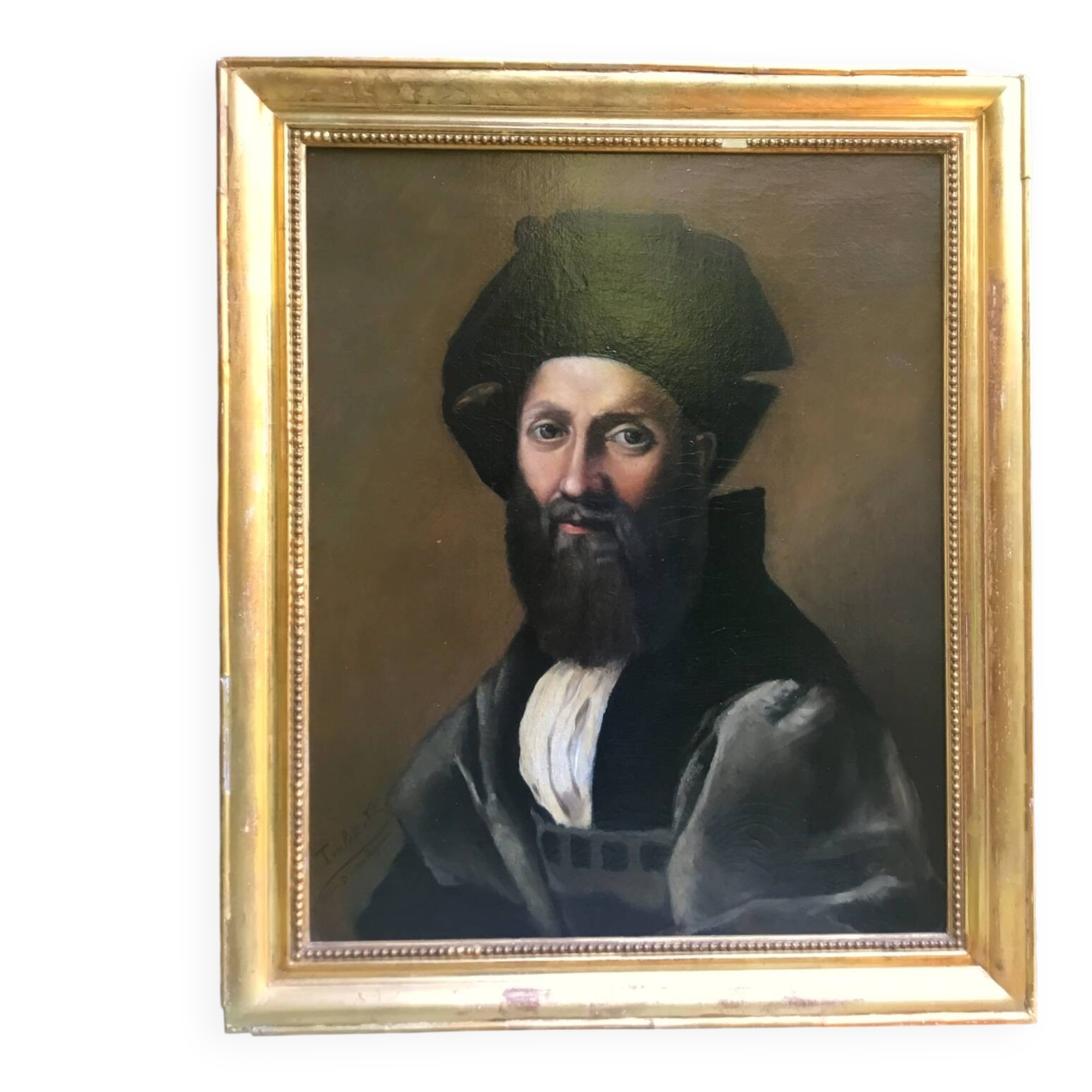 Jules Toulot XIX century. Portrait after Raphael. Oil on canvas dated 1880.