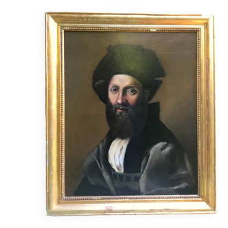 Jules Toulot XIX century. Portrait after Raphael. Oil on canvas dated 1880.