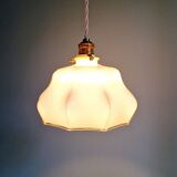 Art Deco pendant light in scalloped pink opaline, 1920-30