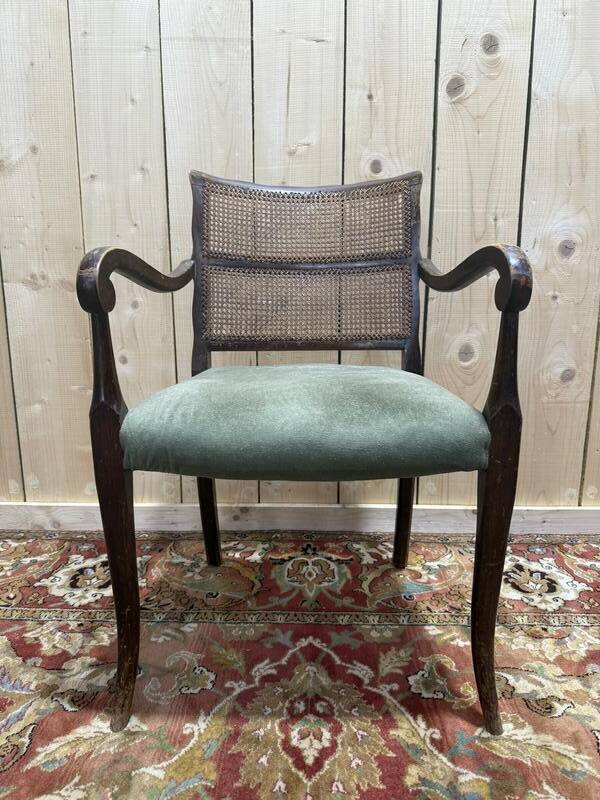 Suite de 6 fauteuils anglais en cannage