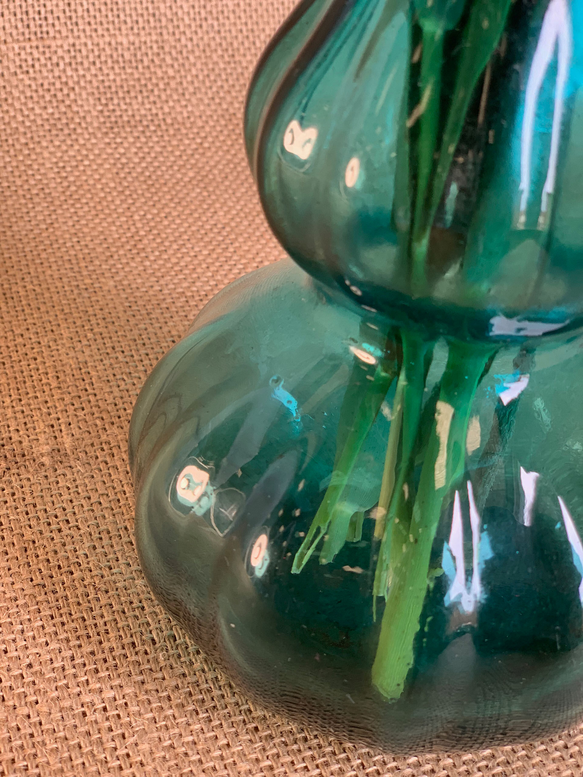 Lagoon blue blown glass vase type murano