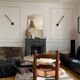 Straw and turned wood fireplace armchair in the style of Charles Dudouyt