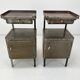 Vintage Industrial Brushed Steel Nightstands, 1920's