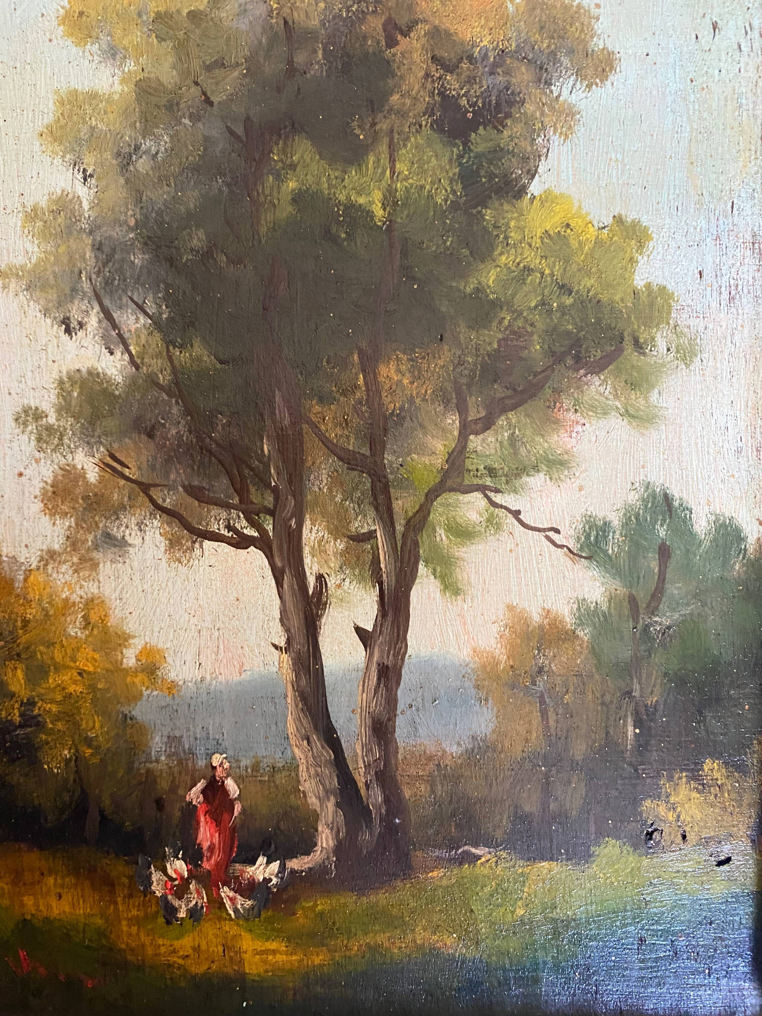 Table XIX° "Shepherdess and her hens" HSP & frame