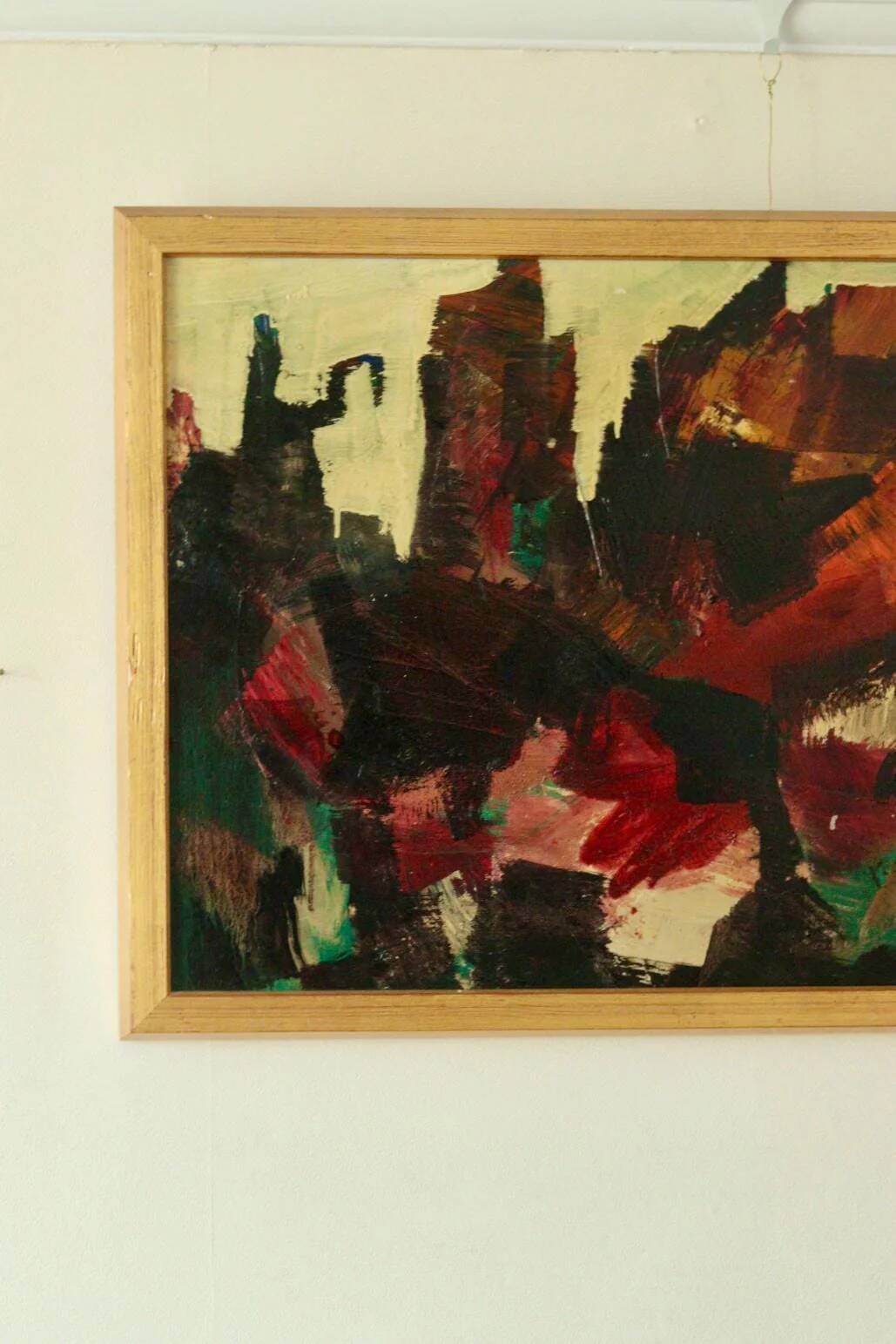 Oil on canvas abstract "Dynamic Composition", mid-20th century.