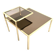 Square Brass Coffee Table with Glass Shelf and Mirrored Top, Italy