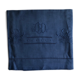 Old sheet in pure thread washed linen tinted in blue