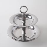 Two-tier steel cake stand, Italian design, 1980s, made in Italy