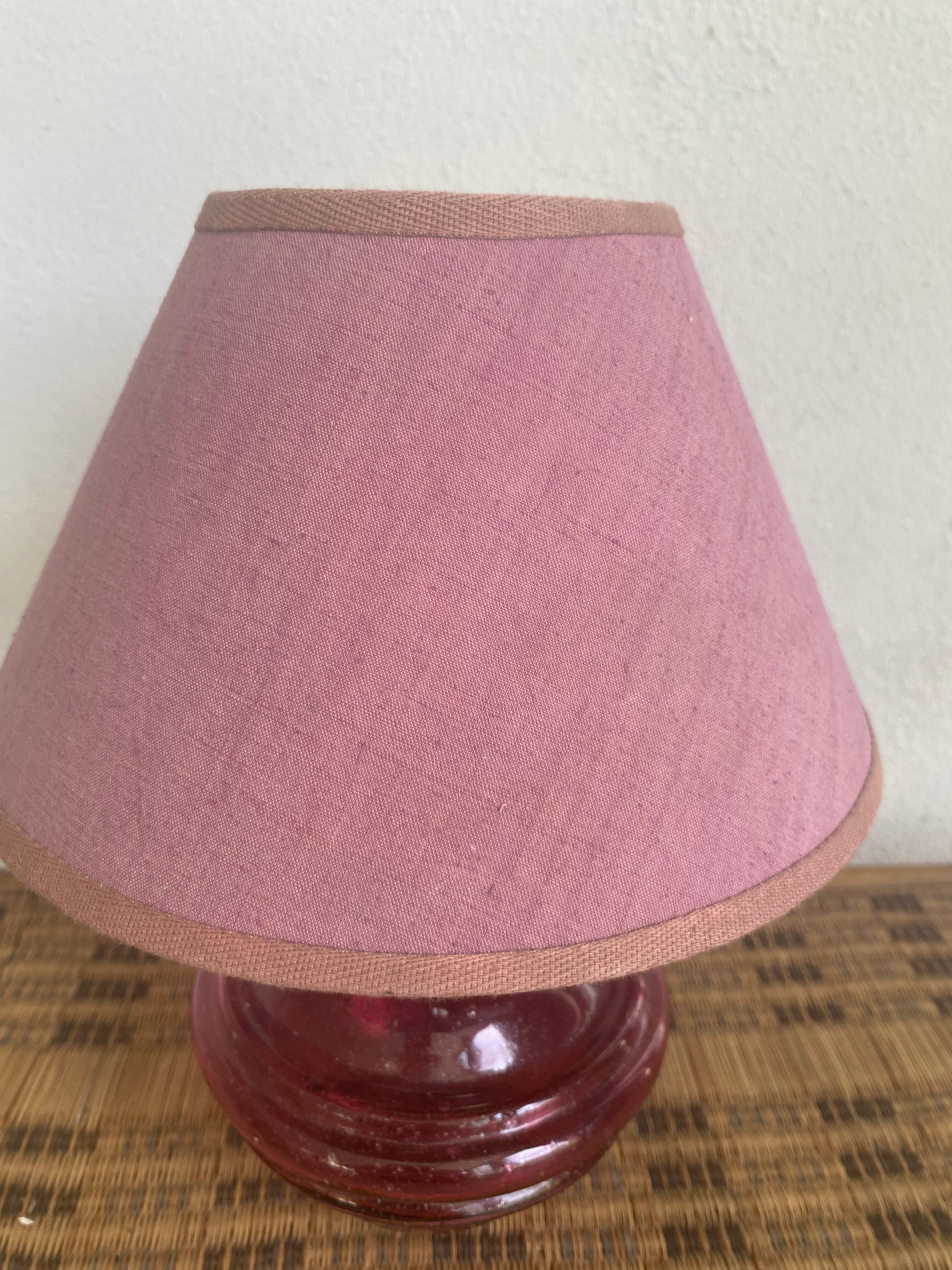 Glass lamp, wood, lampshade, fabric cable 2 m
