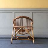 Vintage rattan basket armchair