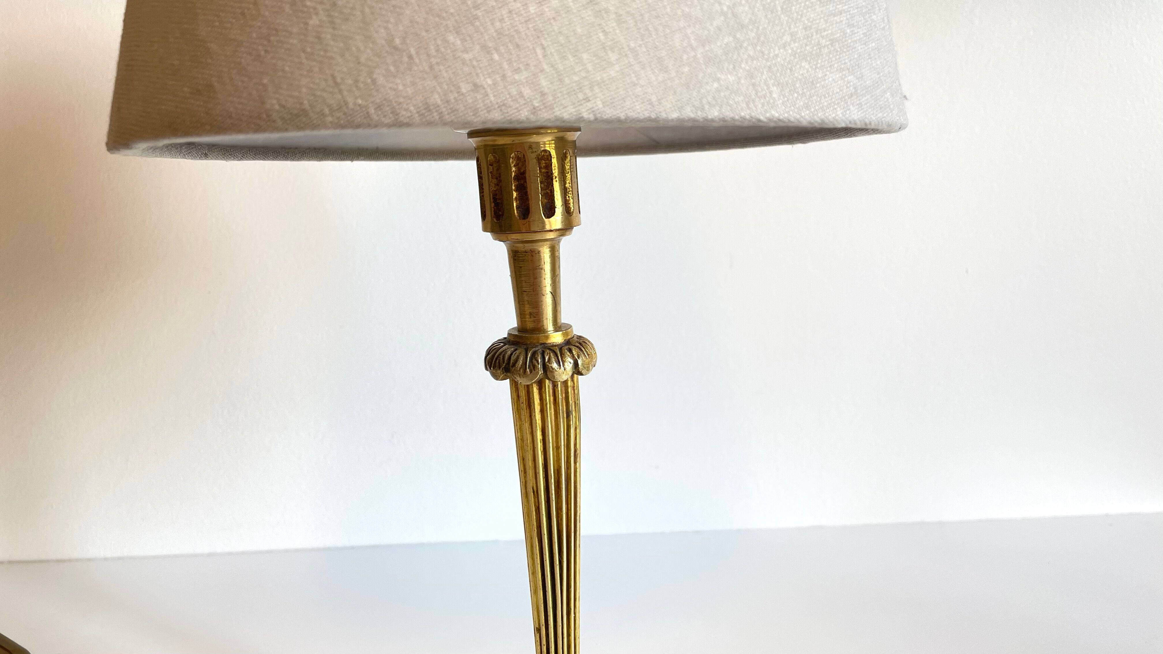 Lamp solid brass and vintage fabric