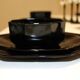 3 black Arcoroc "Octime" serving dishes