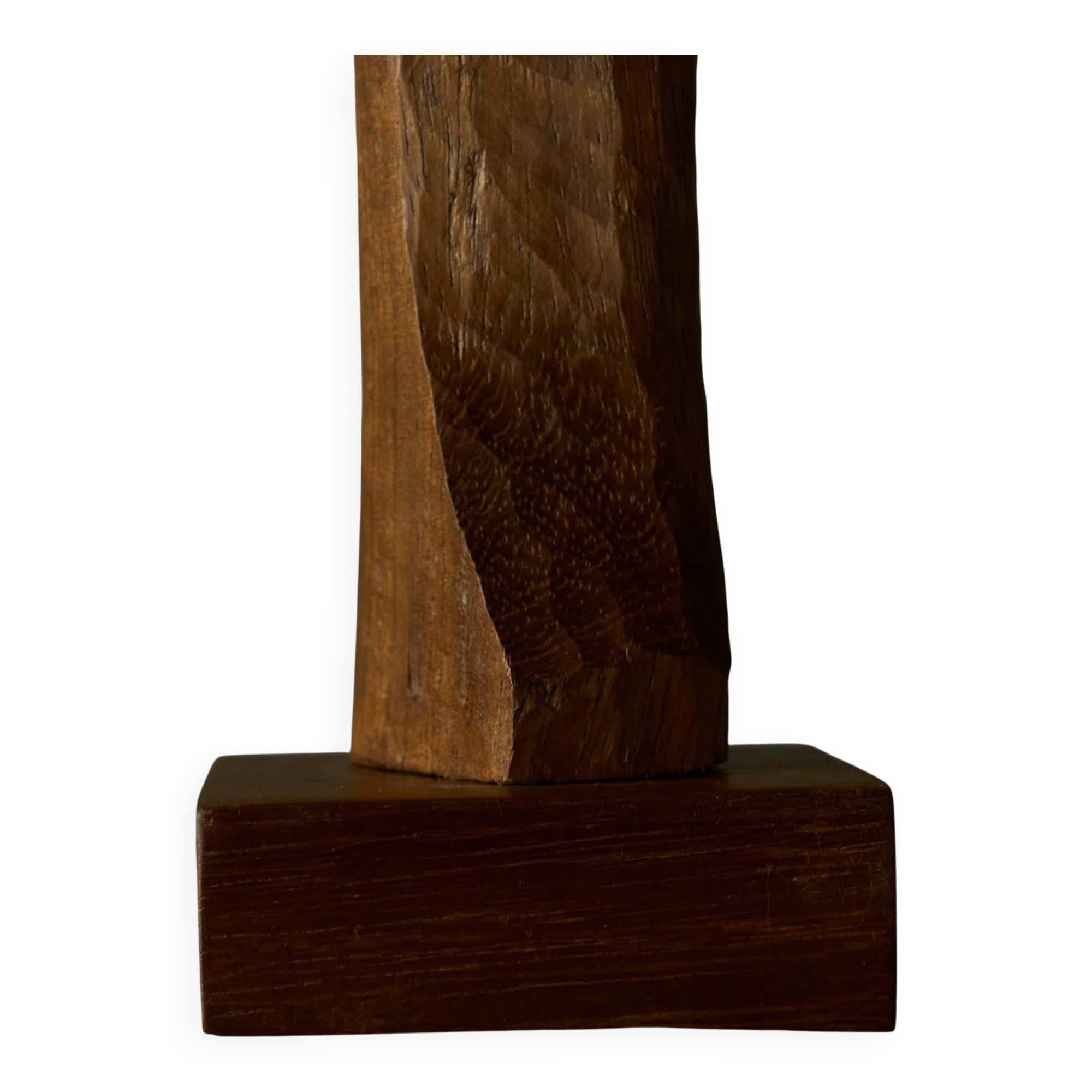Sculpture of a woman and child in hand-carved wood, mid-20th century.
