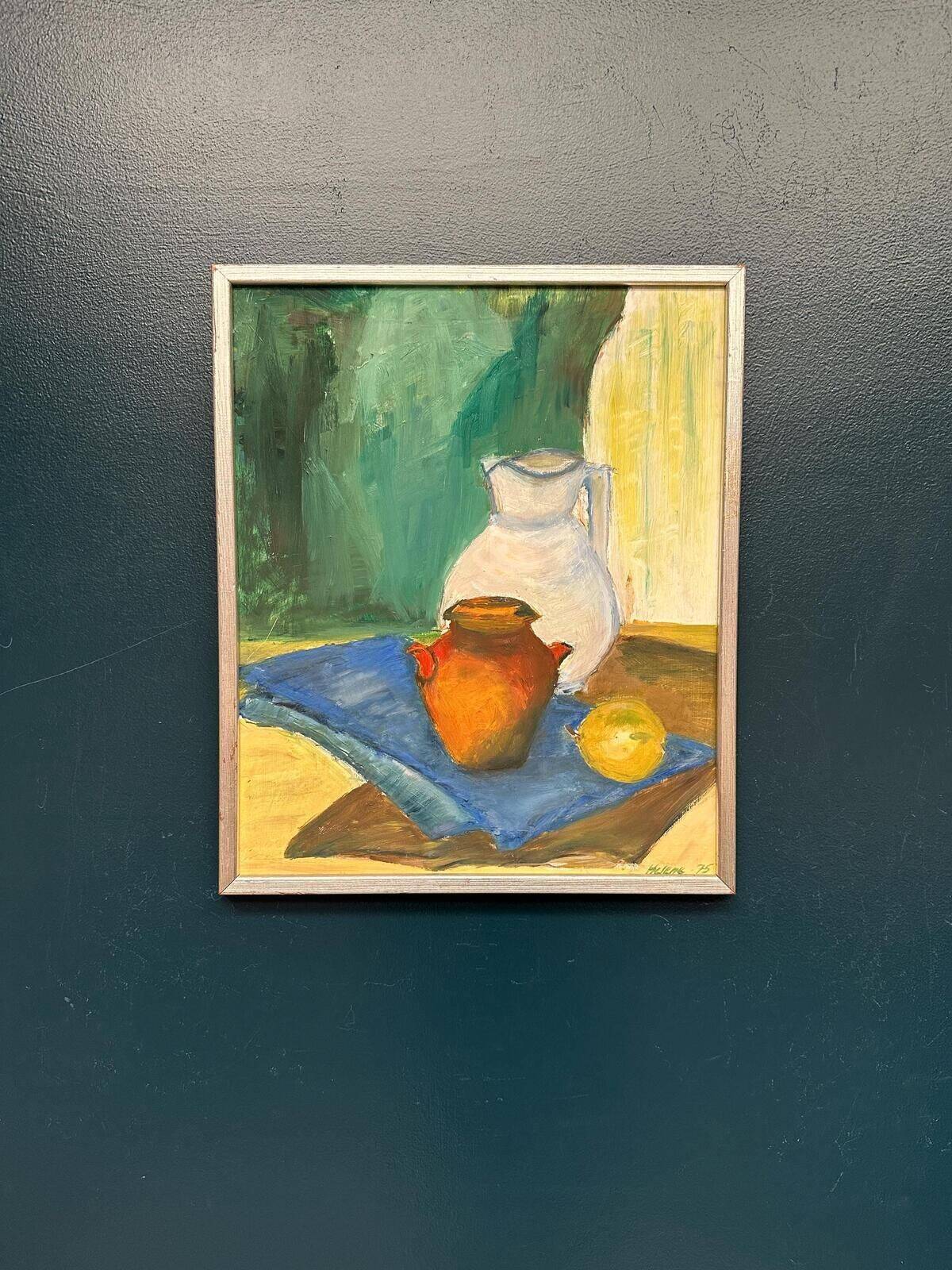 Original Swedish Oil On Panel – “Stilleben” By Helene Nilsson – Dated 1975 – Vintage & Framed – 48 × 40 Cm (18.9" × 15.7")