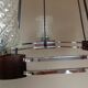 Lustre en chrome et teck à 5 feux style scandinave