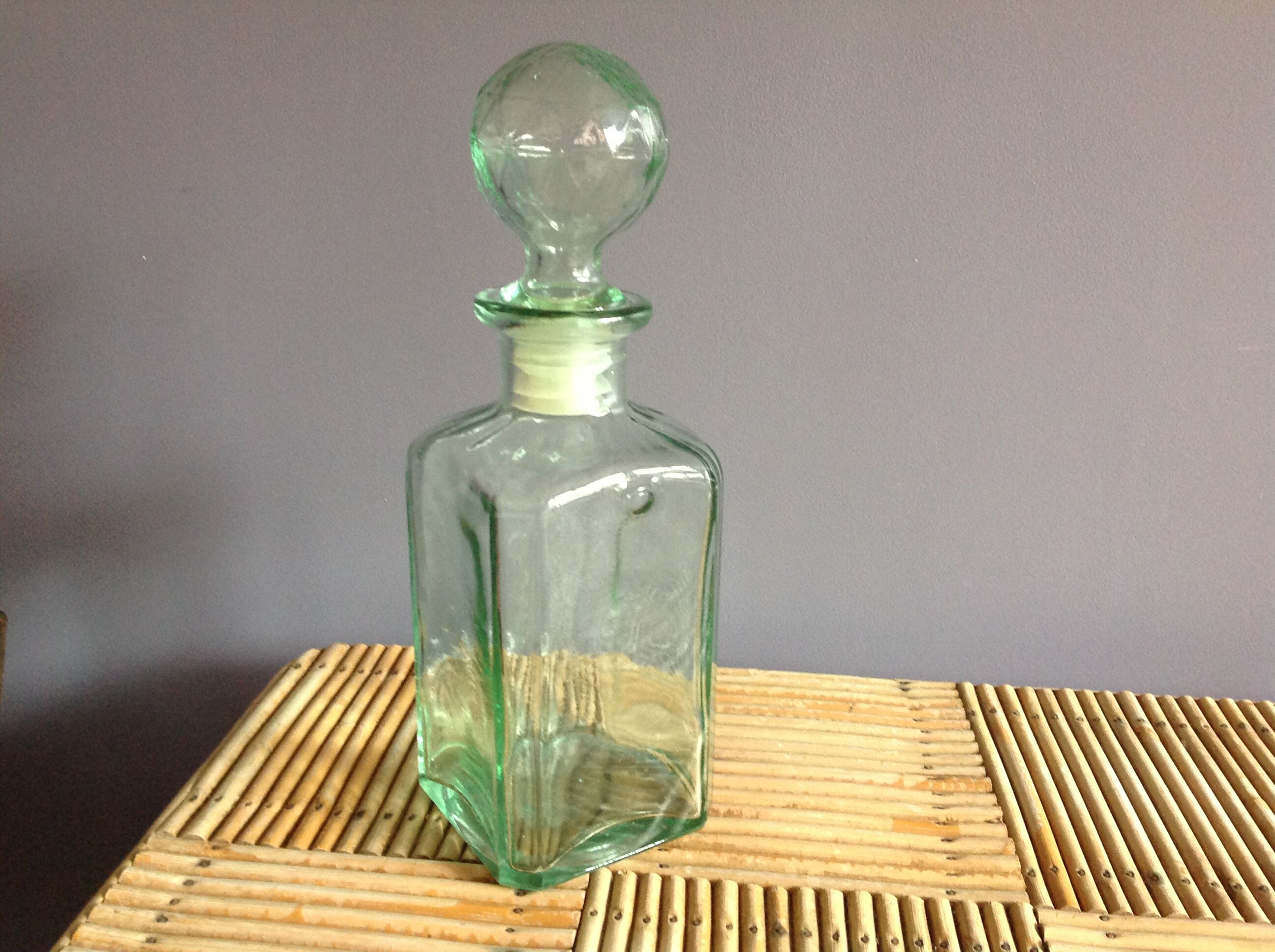 Green glass carafe