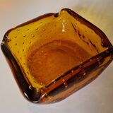Italian Murano Amber Bubble Glass Ashtray Bowl Circa 1960