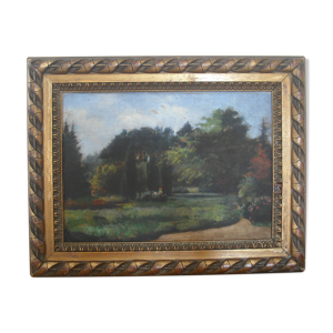 paysage, huile sur bois