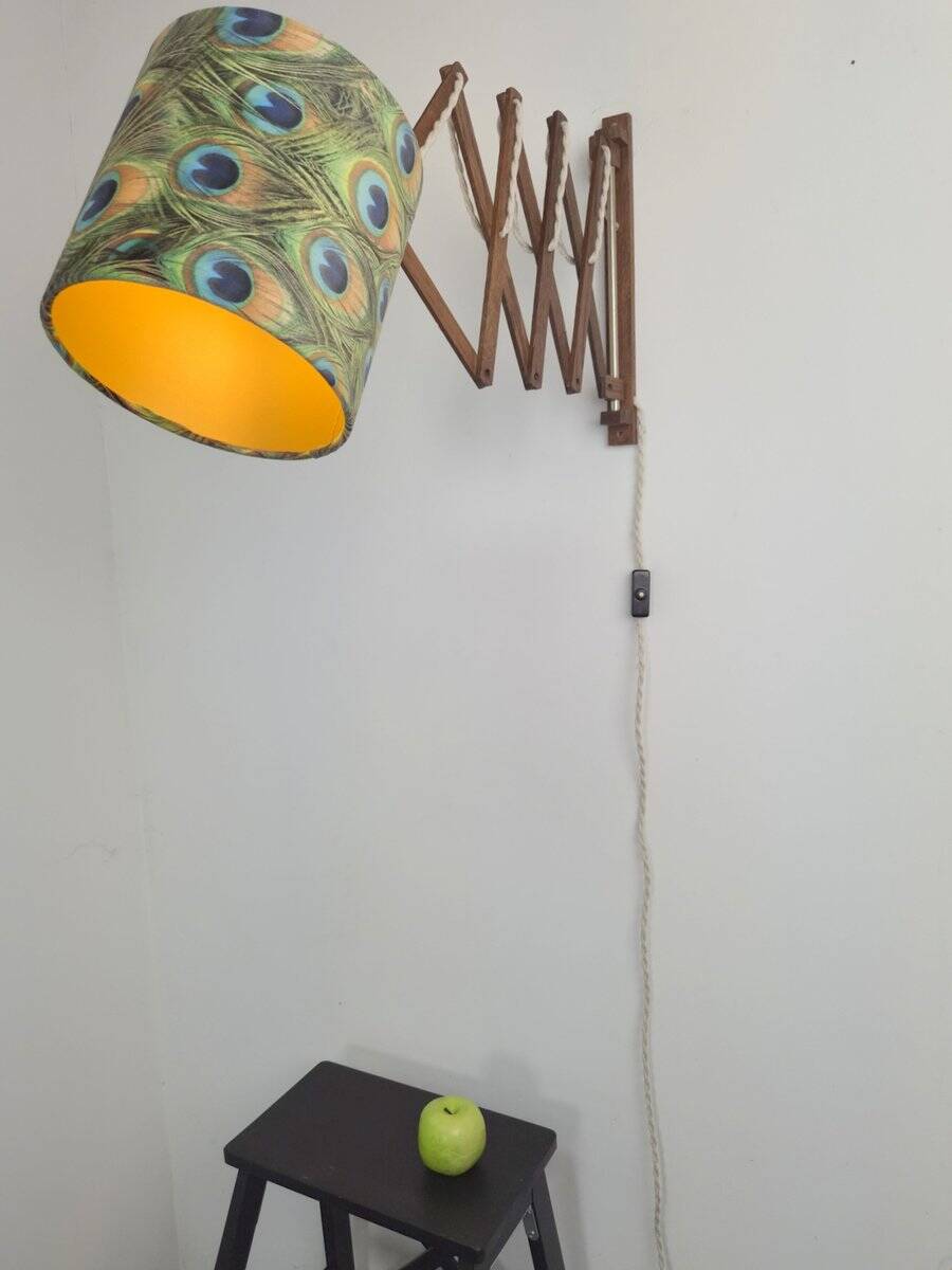 Scandinavian Teak Scissor Wall Lamp, 1950s