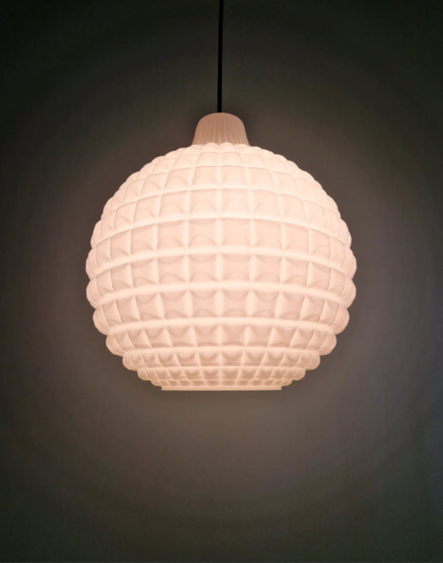 White opaline spherical pendant, Space Age, 1960-70