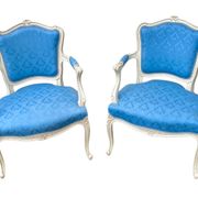 2 fauteuils Louis XV bleu