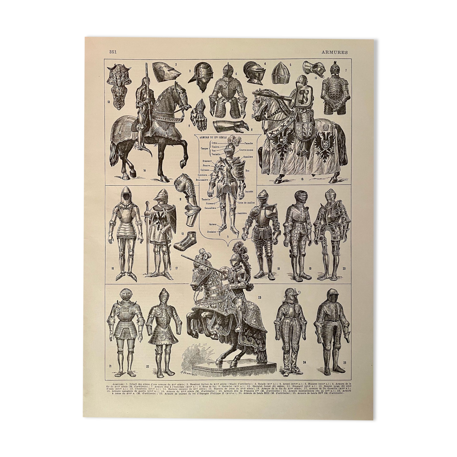 Lithograph on armor and knights - 1920