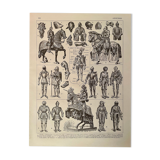 Lithograph on armor and knights - 1920